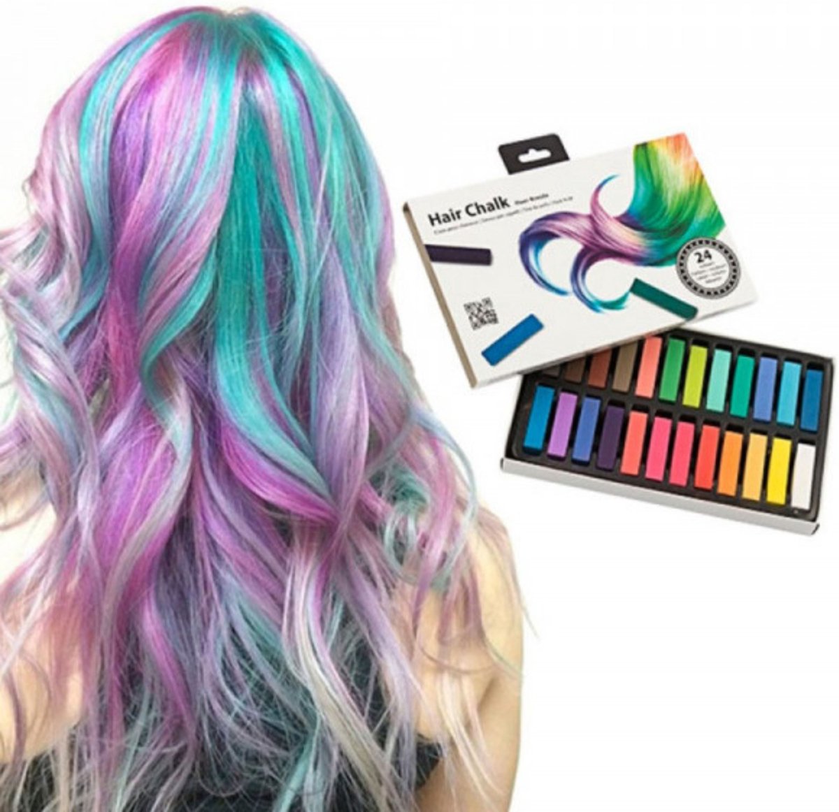 HairChalk® Haarkrijtjes | Haarkrijt | Hair Chalk Set van 24 Kleuren | Haarkleuring | Regenboog Haarverf | Tijdelijke Haarkleuring | Haarkrijt voor Kinderen | Verkleedpartij | Schmink voor Haren | Haarschmink